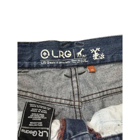 LR Geans Mens Size 30 Classic Fit Blue Denim Straight Leg Distressed - Picture 8 of 9